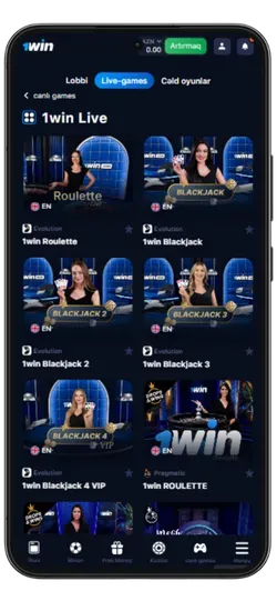 1Win tətbiqində canlı dilerlər