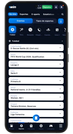 Apostas ao vivo em futebol e esportes no app 1Win