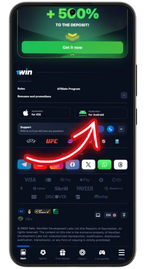 Descarga el archivo 1Win APK Android