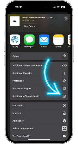 Escolha a opção Adicionar à Tela de Início